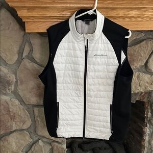 Eddie Bauer Quilted Black and White Vest